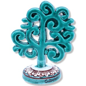 Grote Levensboom h 13 x 10 cm (1 stuk) Caltagirone Keramiek, Diverse kleuren en willekeurige stamversiering