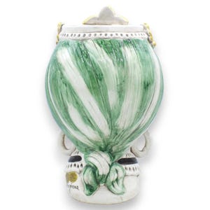 Moor&#39;s head in Caltagirone ceramic, approx. 28 cm high (1 unit), 24k pure gold details, green turban