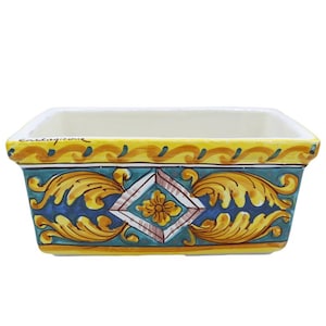 Cassetta vaso rettangolare in Ceramica Caltagirone, decoro barocco e geometrico, in cinque opzioni dimensioni - (1Unità)