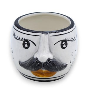 Caltagirone ceramic Moor&#39;s Head mug, antique white, approx. 8 cm high and 10 cm in diameter (1 unit) Men&#39;s or women&#39;s option