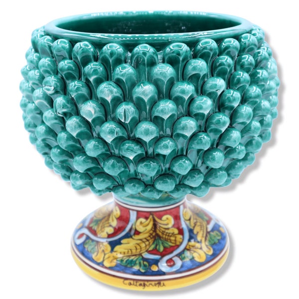 Caltagirone Verderame Half Pigna Vase with 4 size options (1pc) baroque decoration stem and ribbon