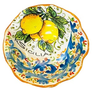 Scalloped bowl in fine Sicilian ceramic Ø 13 cm approx. (1 unit) - various decorations