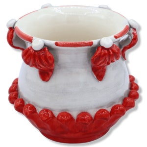 Vaso Pigna in Ceramica di Caltagirone con foglie di Acanto, disponibile in tre colori - Ø 12 cm ca (1Unità) Mod FL