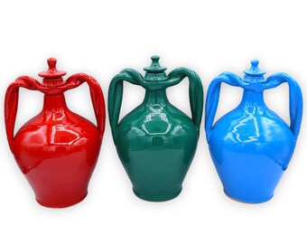 Flask jar in fine ceramic, with three color options, h approx. 25 cm (1pc)