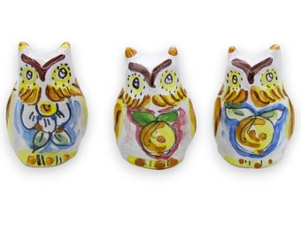 Owl in Caltagirone ceramic, h 6 x W 4 cm approx (1 pc) Random color and decoration