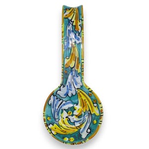 Caltagirone ceramic ladle rest, approx. 25 cm high (1 unit) baroque decoration with 3 colour options