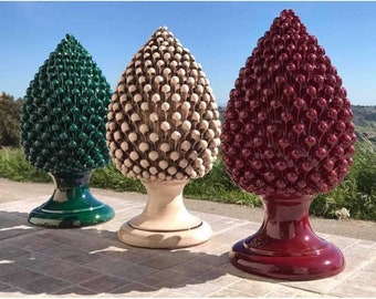 Sicilian ceramic pine cone from Caltagirone - height 30 cm various colours