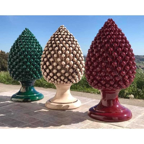 Sicilian ceramic pine cone from Caltagirone - height 30 cm various colours