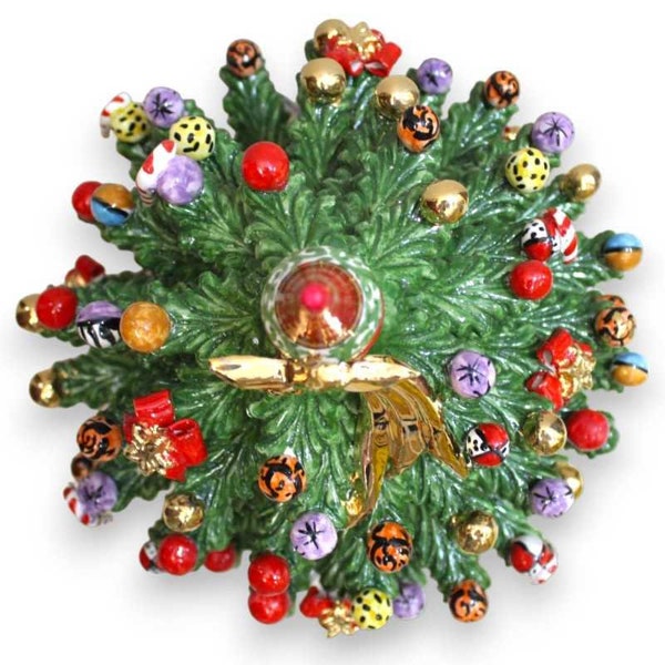 Caltagirone ceramic Christmas tree h approx. 50 cm Multi-decoration balls, Comet Star and 24k pure gold enamel details