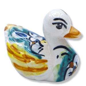 Caltagirone Ceramic Duck, Assorted Decorations & Colors, H 5 cm x W 5 cm approx. Mod FL