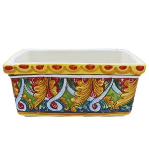 Rectangular vase made of Caltagirone ceramic, with baroque and geometric decoration, in five size options - (1 unit)