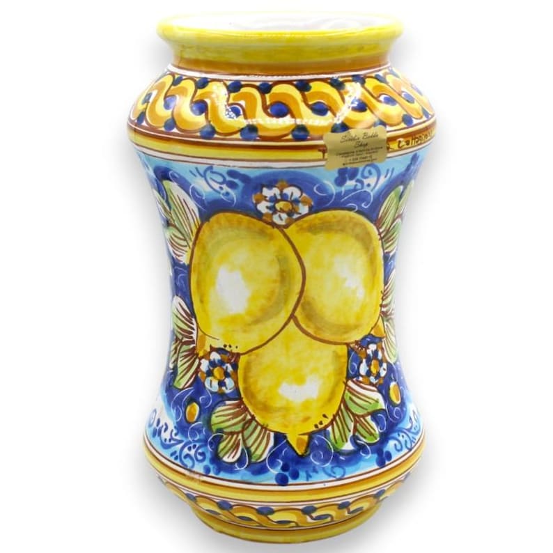 Jarrón Albarello, cerámica de Caltagirone, aprox. 26 x 15 cm (1 unidad) Varias decoraciones decoro 1