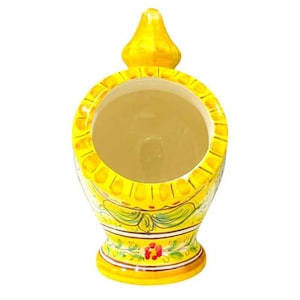 Typical Sicilian salt cellar in Caltagirone ceramic handmade with fruit decoration - H 25 cm