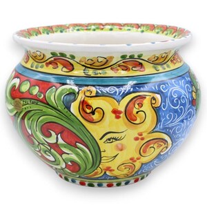 Cachepot Caltagirone ceramic plant pot, with different size options (1 Unit) Sun and multicolor decoration