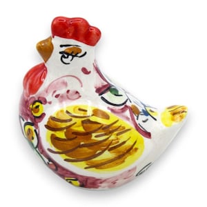 Caltagirone Ceramic Hen - h 8 x 7 cm approx (1 Unit) with 3 colour options, random decoration