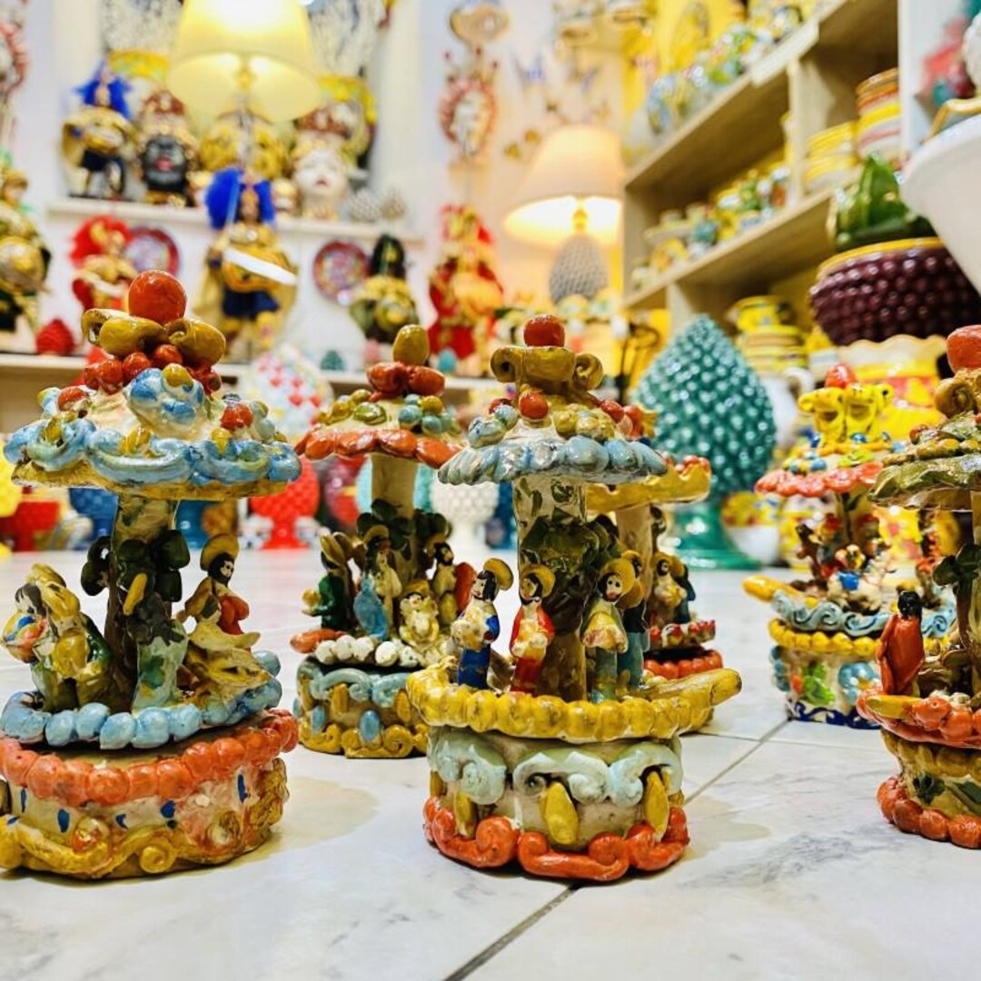 Ceramic Carousel With Rotating Nativity Scene - Height 11/13 Cm - Etsy