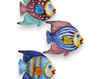 Wall fish in fine Sicilian ceramic - L 18 x h 16 cm approx (1pc) With direction option