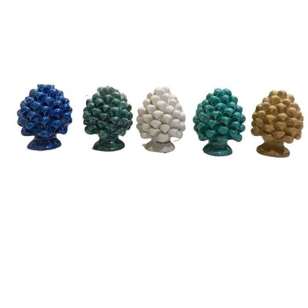 Sicilian ceramic pine cone from Caltagirone - single color - height 11/12 cm