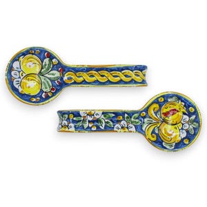 Caltagirone ceramic ladle rest, approx. 25 cm high (1 unit) with fruit decoration and 4 colour options