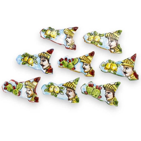 シチリア島の形をしたカルタジローネ セラミック マグネット 
