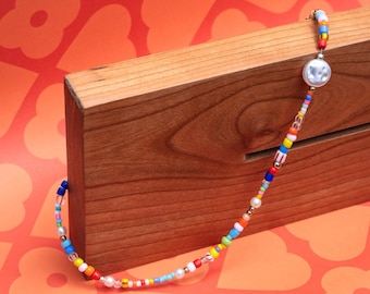 Multicolour Bead Necklace, Colourful Necklace, 90s Bead Necklace, Spring Necklace, Summer Necklace