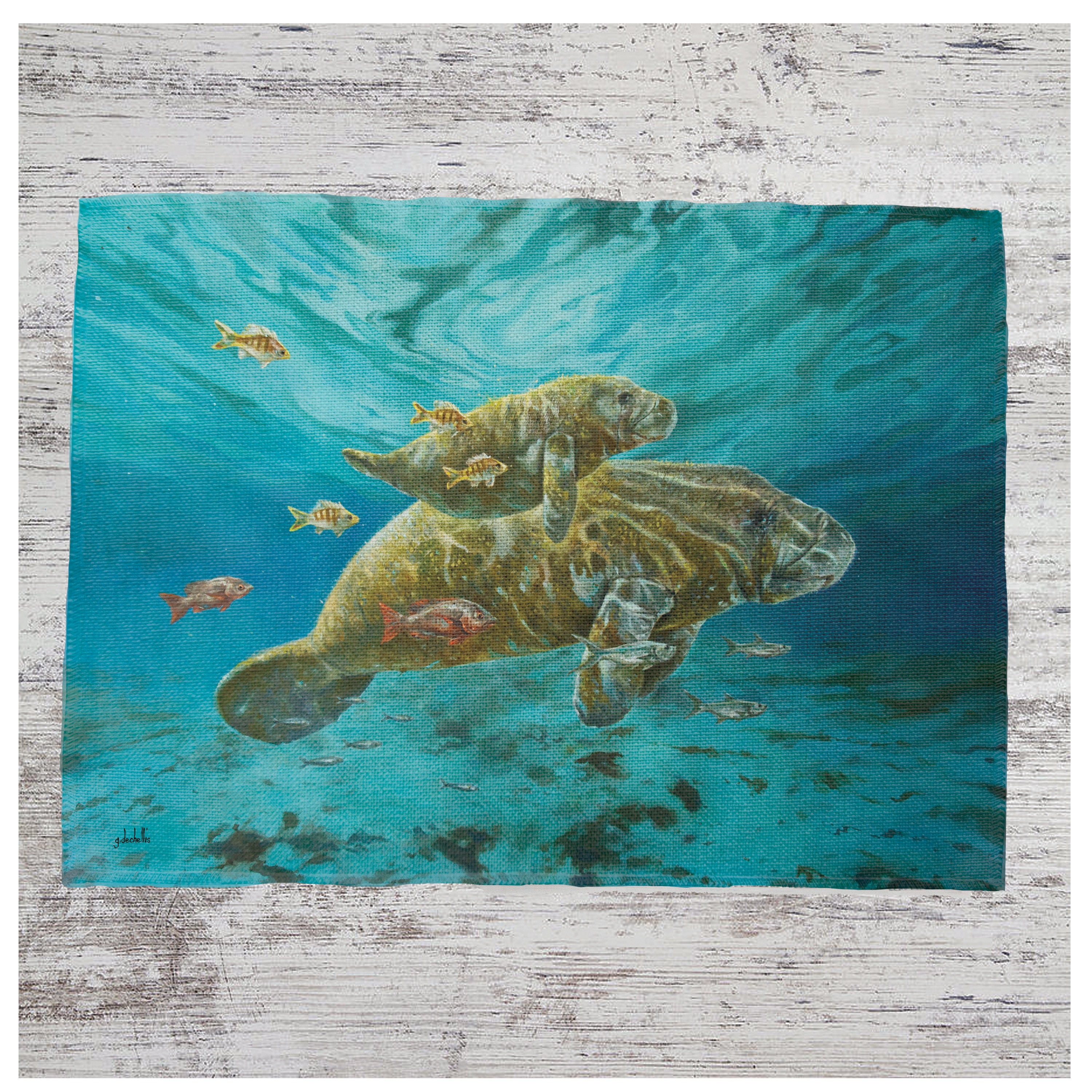 Manatee Placemat lino Placemat Arte manatí Manatíes Etsy España