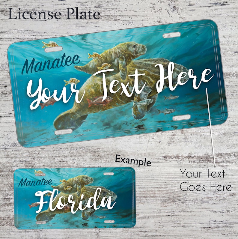 Manatee License Plate License Plates Manatees - Etsy