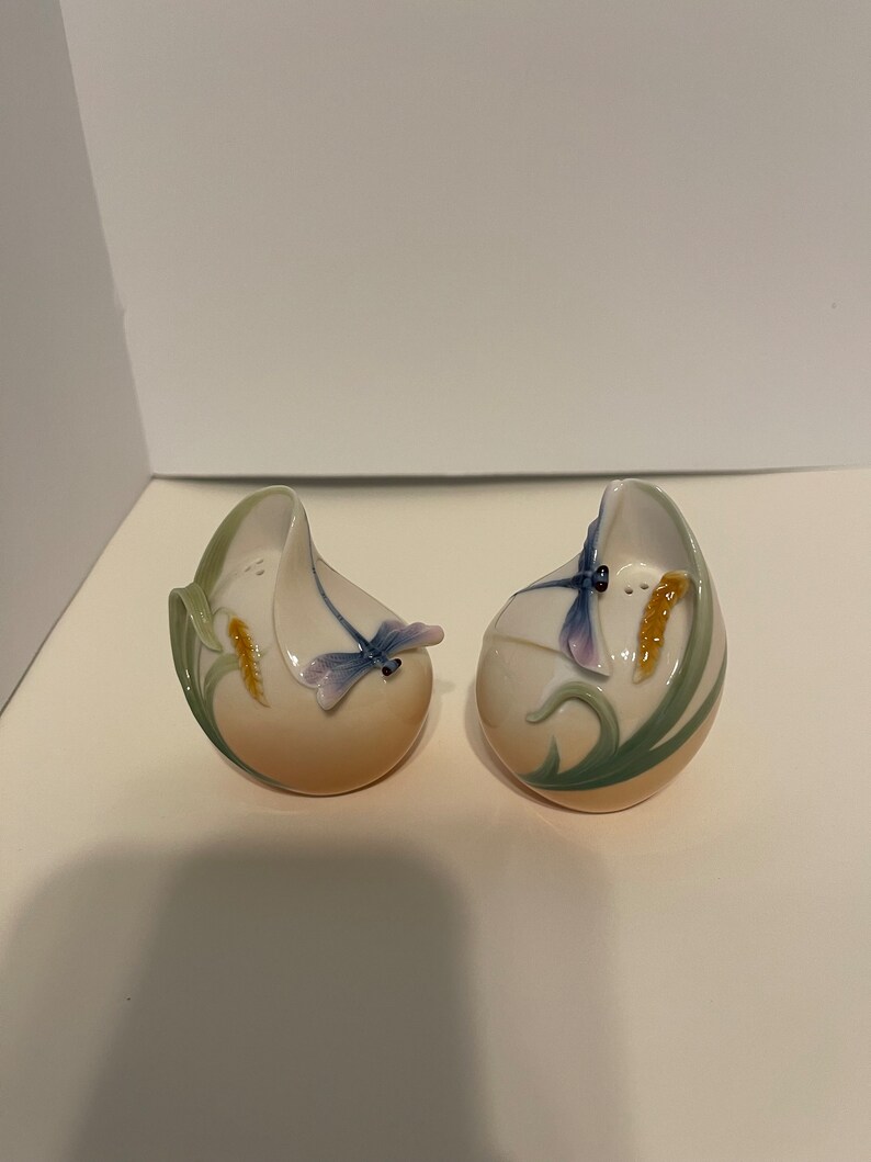 Franz Porcelain Dragonfly Salt & Pepper Shakers Etsy