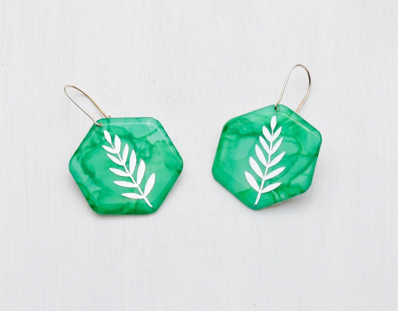 Gift For Plant Lover Botanical Leaf Earrings Sterling Silver Dangle Earrings