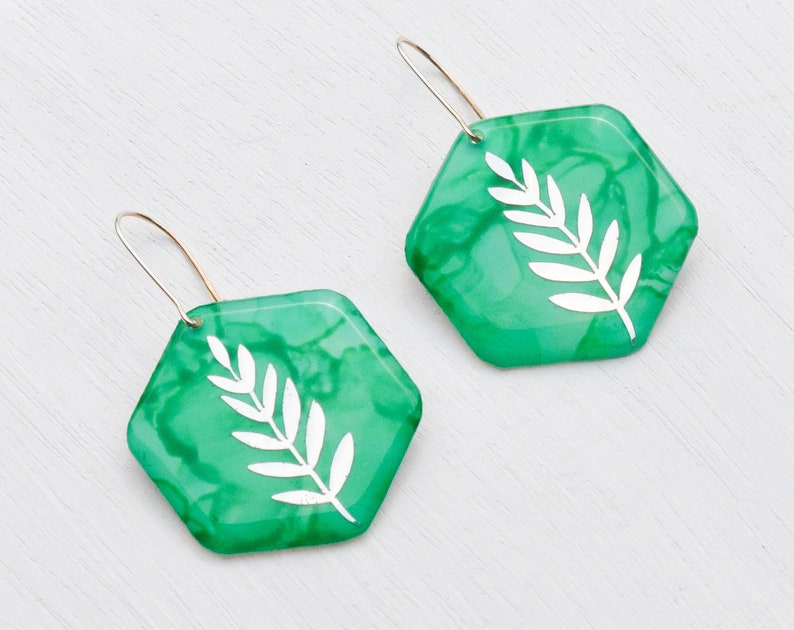 Gift For Plant Lover Botanical Leaf Earrings Sterling Silver Dangle Earrings