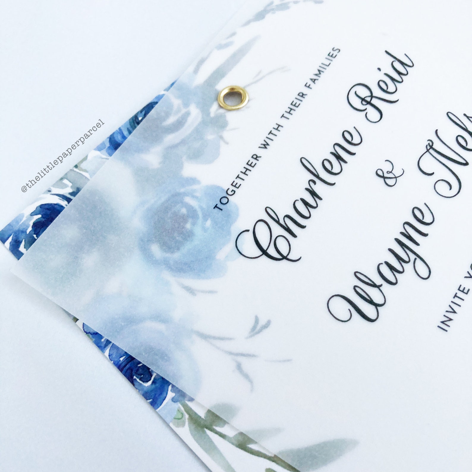 Vellum Wedding Invitation Vellum Eyelet Invitation Floral Etsy