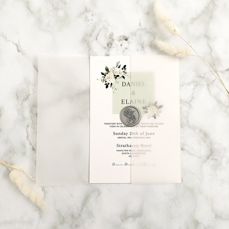 Vellum Jacket for 5x7 Wedding Invitations, Vellum Wrap, Vellum Wedding