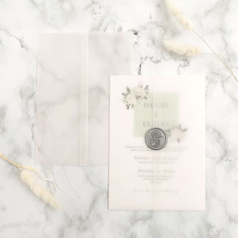 Vellum Jacket for A5 Wedding Invitations, Vellum Wrap, Vellum Wedding