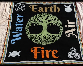 Pagan Wiccan Elements Graphgan Blanket. Instant Download