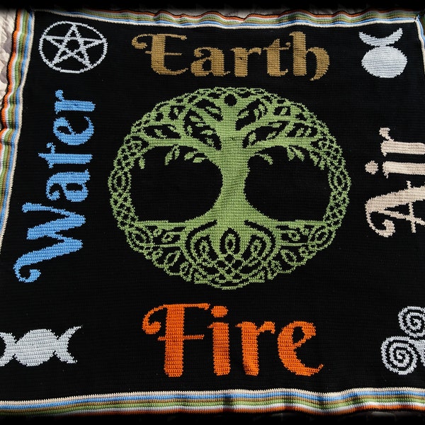 Pagan Wiccan Elements Graphgan Blanket. Instant Download