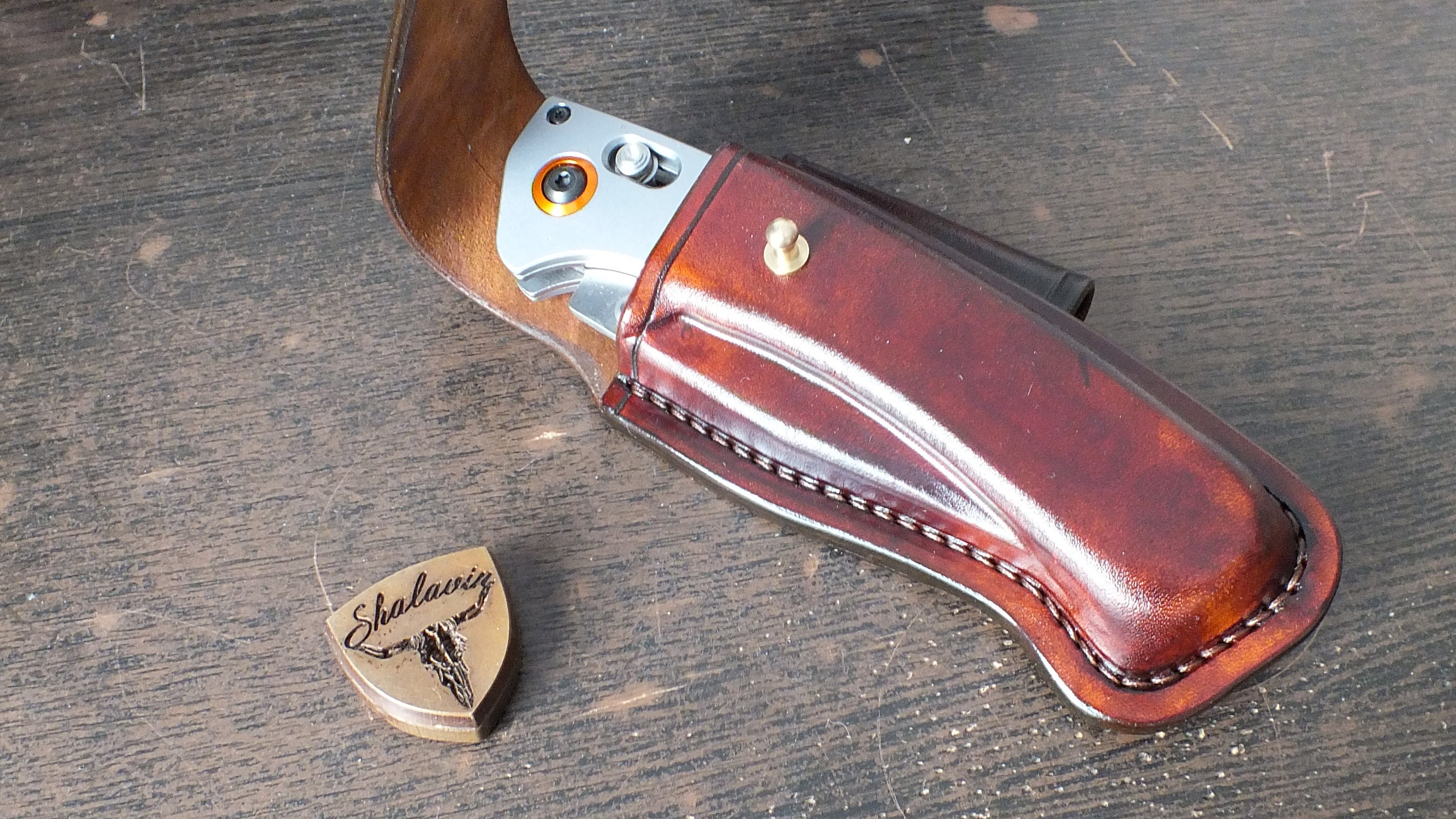Leather sheath for folding knife Benchmade Crooked Etsy