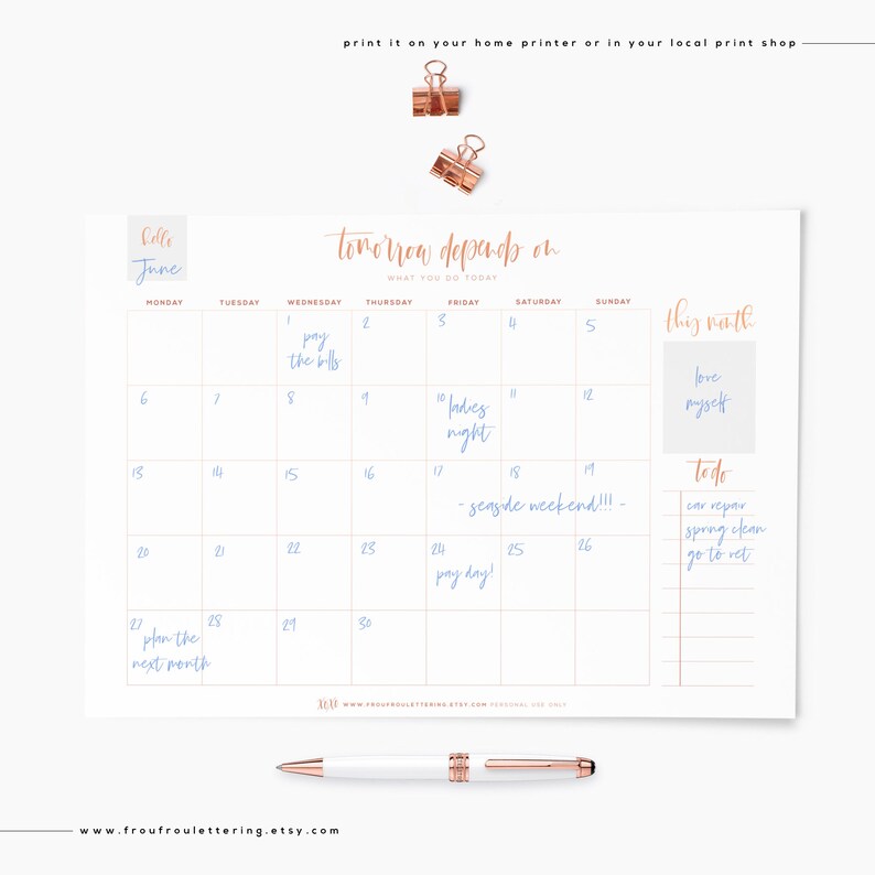 monthly planner rose gold undated calendar ipad pro goodnotes etsy