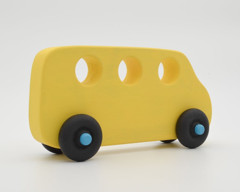 Wooden Toy Bus Yellow Handcrafted /& Hand Painted