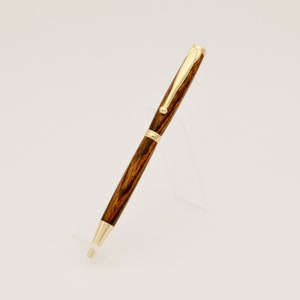 Unique Handmade Slimline Ballpoint Twist Pen - Bocote Wood with 24k Gold Hardware