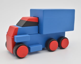 Wooden Toy Delivery Truck - Handcrafted - Hand Painted