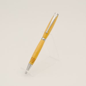 Unique Handmade Slimline Ballpoint Twist Pen - Pau Amarillo Wood with Chrome Hardware