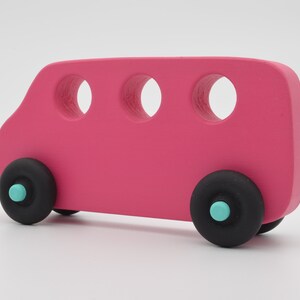 Wooden Toy Bus Pink Handcrafted & Hand Painted - Etsy