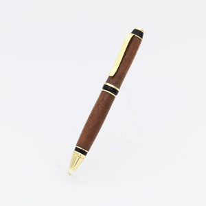 Unique Handmade Executive Ballpoint Twist Pen - Makore wood with 24k Gold Hardware