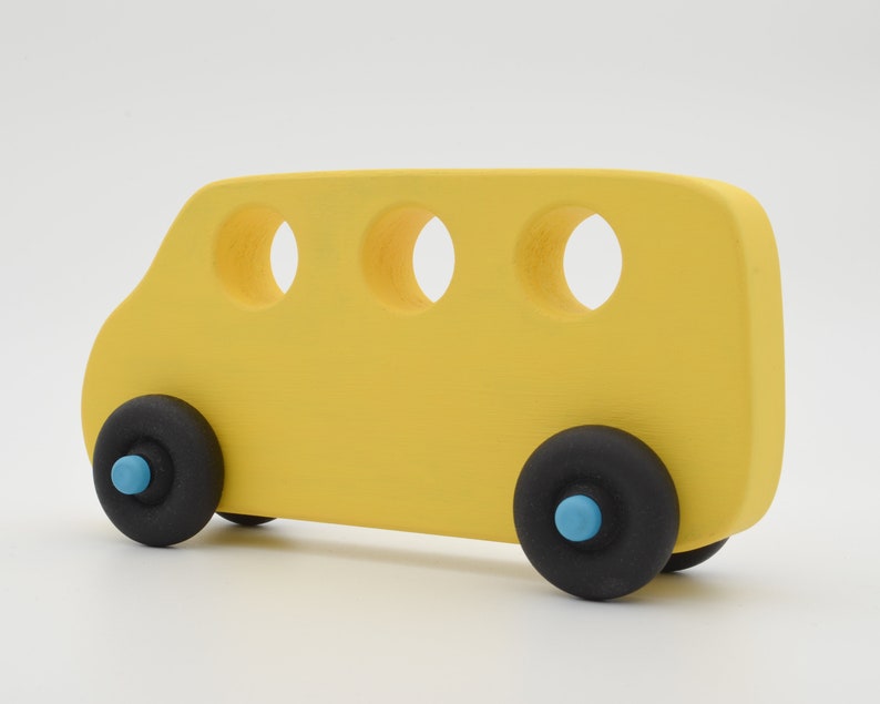 Wooden Toy Bus Yellow Handcrafted /& Hand Painted