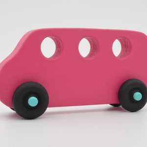 Wooden Toy Bus Pink Handcrafted & Hand Painted - Etsy