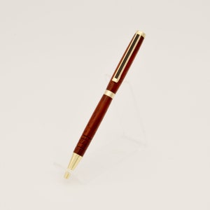 Unique Handmade Slimline Ballpoint Twist Pen - Paduak Wood with 24k Gold Hardware