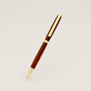 Unique Handmade Slimline Ballpoint Twist Pen - Cocobolo Wood with 24k Gold Hardware