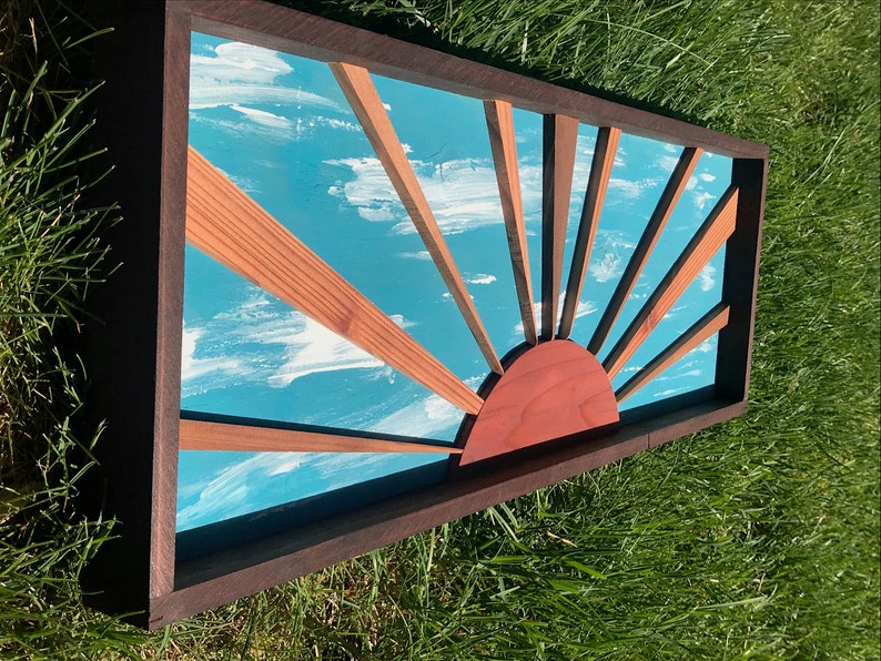 Sunrise Wood Wall Art Reclaimed Wall Art Blue Sky Etsy