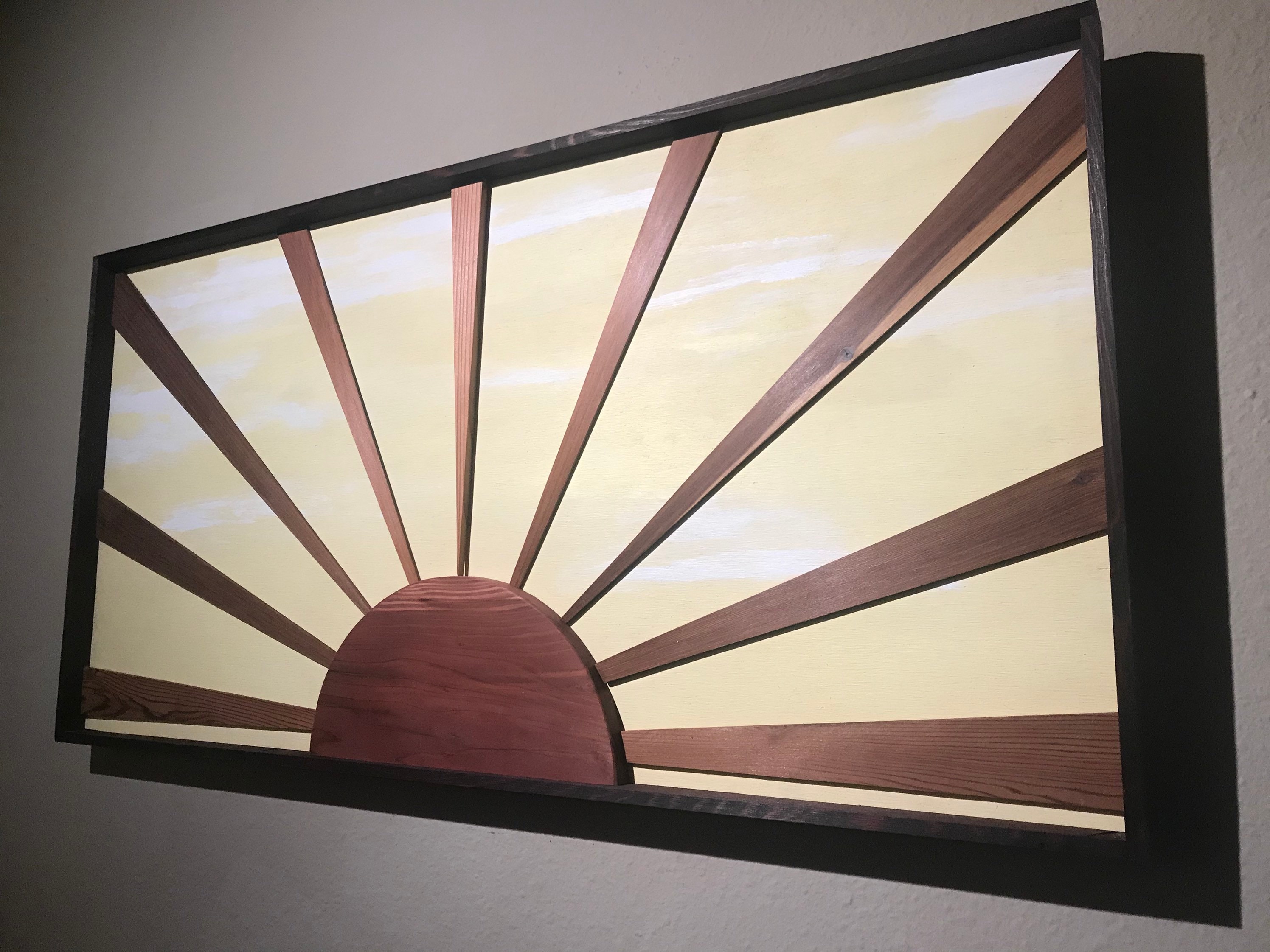 Yellow Sunrise Wood Wall Art Reclaimed Wall Art Etsy