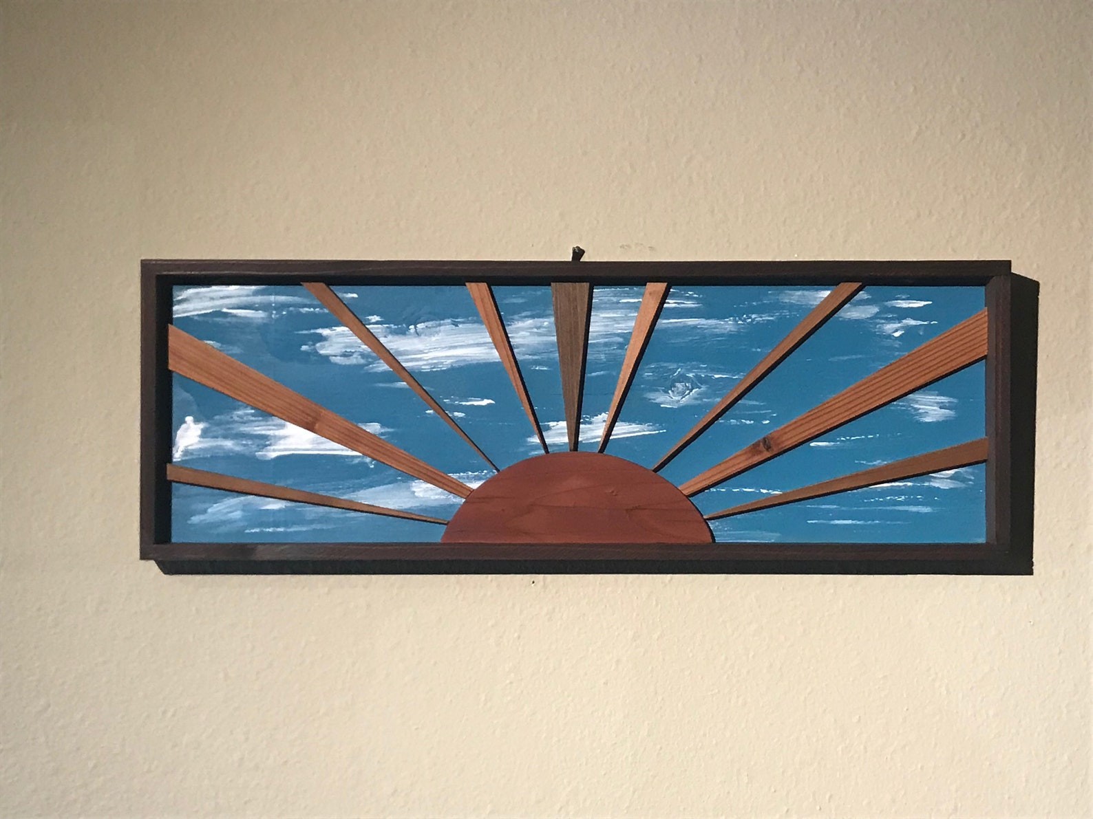 Sunrise Wood Wall Art Reclaimed Wall Art Blue Sky Etsy